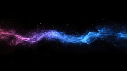 Fototapete - Colorful abstract smoke wave in pink and blue against a black background with copy space for text