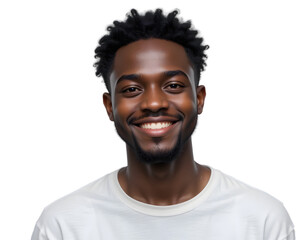 Wall Mural - PNG, Portrait of a smiling African guy, isolated on transparent background