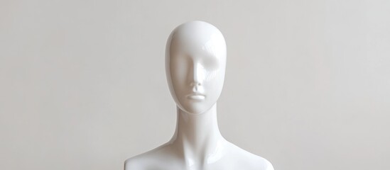 Poster - White mannequin head with smooth texture against a plain light background Copy Space