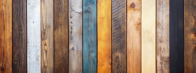 Poster - Assorted wooden planks background in various colors and textures with Copy Space for text placement