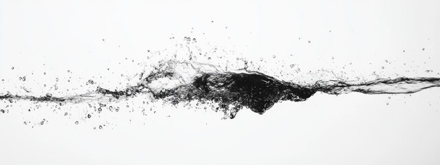 Aufkleber - abstract black water splash with droplets on white background copy space
