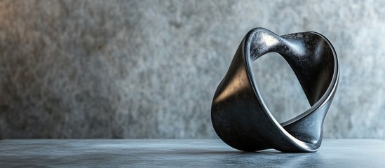 Poster - Abstract metal sculpture on textured gray background with ample copy space for text placement