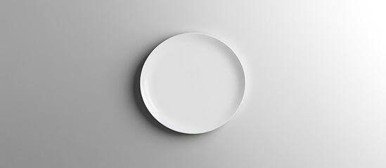 Poster - Empty white plate on a light gray gradient background with copy space for text or design elements