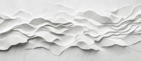 Fototapete - Textured white paper waves background with depth and shadow effects ideal for art and design projects Copy Space