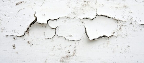 Poster - Cracked and Peeling White Paint Texture on Wood Surface with Copy Space