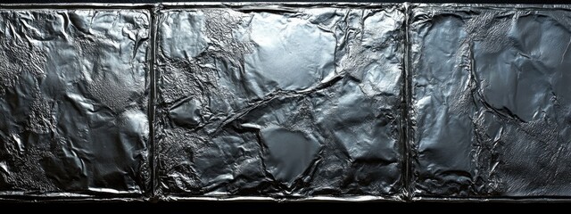 Poster - Textured black metal surface with crumpled appearance and reflective qualities suitable for backgrounds and design applications Copy Space
