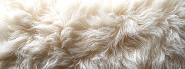 Poster - White fluffy textured fur close-up with soft waves and natural light Copy Space