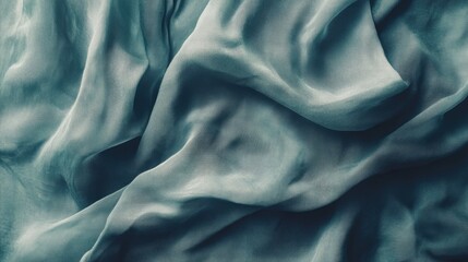Poster - Textured flowing fabric in soft blue tones with intricate folds and curves, suitable for background or design projects, with Copy Space available.