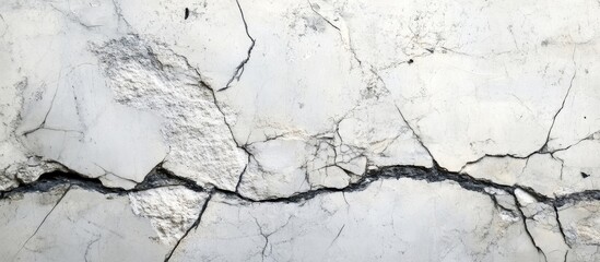 Poster - Cracked white marble texture with detailed lines and fissures suitable for backgrounds or surface designs Copy Space
