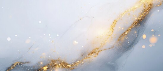 Fototapete - Abstract gold and white background with shimmering light effects and fluid patterns Copy Space