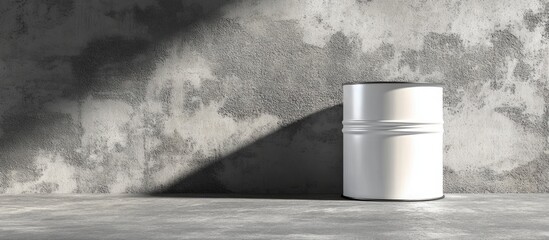 Poster - Minimalist metal container on textured concrete wall with dramatic lighting and shadow Copy Space