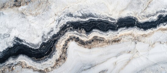 Poster - Marble texture background with elegant black, white, and gold veining design featuring copy space for text or presentations