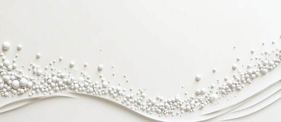 Fototapete - Abstract white background with floating spheres and smooth waves Copy Space