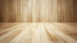 © ArtificialHorizons - Wooden interior background with light-colored planks and vertical wooden wall, ideal for presentations or product displays, Copy Space