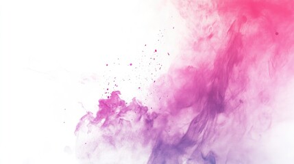 Poster - Colorful abstract smoke or ink background with pink and purple swirls and splashes on white Copy Space