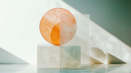 Poster - Minimalistic shapes displaying transparent textures studio setting still life modern aesthetic