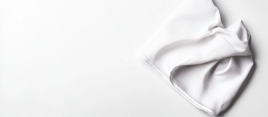 Fototapete - Wrinkled white fabric on a plain background with soft lighting and copy space for text placement