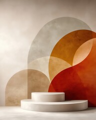 Poster - Minimalistic layers of refined simplicity in textured design studio interior modern art neutral tones contemporary view