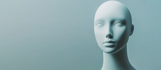 Poster - Realistic white mannequin head on a soft gradient background with ample copy space for text placement.
