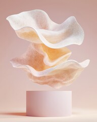 Poster - Minimalistic layers of soft gradient abstraction studio setting 3d elegant textures artistic concept
