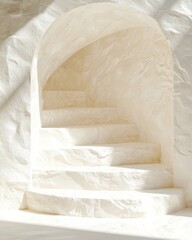 Poster - Minimalistic layered staircase design contemporary space architectural soft natural light aesthetic serenity