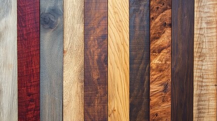 Poster - Assorted wooden planks in different colors and textures arranged vertically with Copy Space for text placement