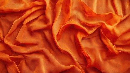 Poster - Textured orange silk fabric with soft folds and creases ideal for backgrounds and Copy Space for text placement