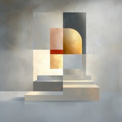 Poster - Minimalistic layers art display abstract gallery space digital artwork subtle textures contemporary viewpoint