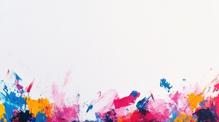 Fototapete - Colorful abstract paint splashes on white background with Copy Space for text placement