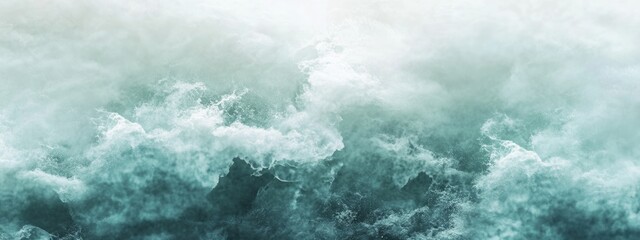 Poster - Stormy ocean waves with foam and misty atmosphere Copy Space for text placement