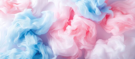 Fototapete - Pastel colored abstract fabric textures in shades of blue pink and white with soft flowing patterns and Copy Space for text insertion