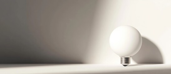 Fototapete - Minimalist light bulb against a neutral background with shadow and copy space for text placement