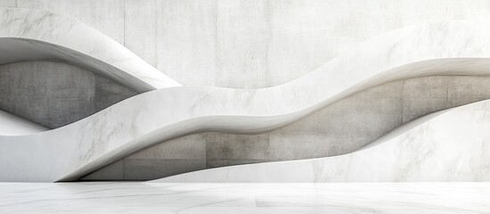 Poster - Abstract white wall with smooth curves and lines in modern architecture featuring ample Copy Space for text placement