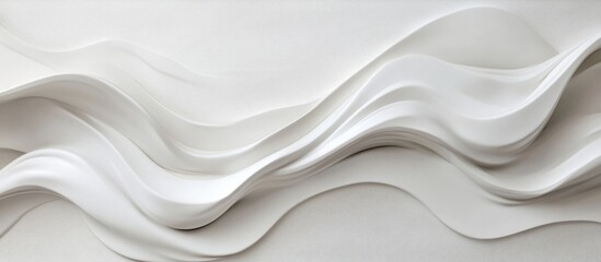 Fototapete - White abstract wave texture background with smooth flowing lines and copy space. Elegant minimalistic design for modern digital applications.