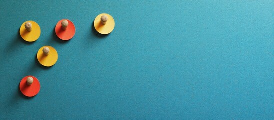 Aufkleber - Colorful Pushpins on a Blank Bulletin Board Against a Blue Background with Copyspace for Creative Text or Event Announcements