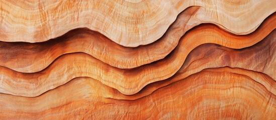 Poster - Textured layers of warm orange and beige wood showing natural patterns and curves Copy Space