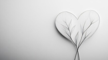 Leinwandbilder - Abstract heart with branch design, simple lines on plain background for designs
