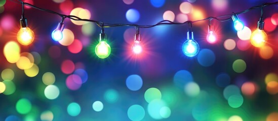 Aufkleber - Vibrant festive holiday lights and decorations creating colorful bokeh with ample space for personalized text or messages during Christmas season