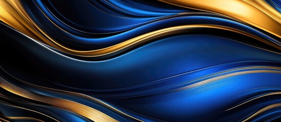 Aufkleber - Blue Gold and Black Abstract Swirl Marble Background Ideal for Promotional Material and Text Integration with Ample Copyspace
