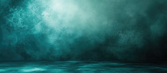 Poster - Dark teal abstract background with mist and water reflections, Copy Space for text placement.