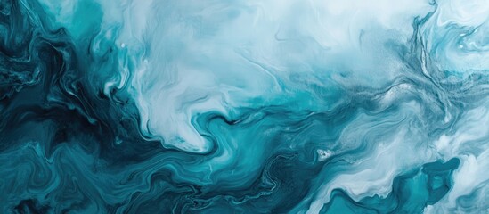 Aufkleber - Turquoise and Gray Abstract Water Texture Background with Smooth Swirls and Copyspace for Creative Text Composition
