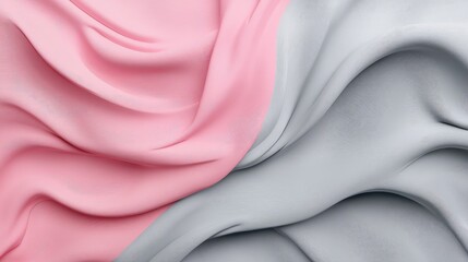 Poster - Textured fabric in soft pink and gray tones draped elegantly with Copy Space for design placement.
