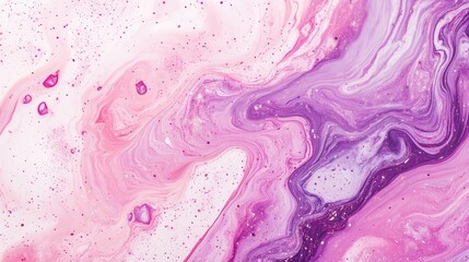 Poster - Abstract pink and purple marble texture with swirling patterns and glitter accents Copy Space