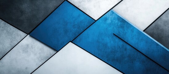 Aufkleber - Abstract geometric background with blue and white shapes and black lines suitable for text placement and modern design projects
