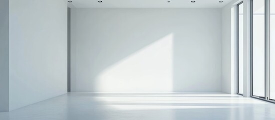 Aufkleber - Modern Minimalist Bedroom Interior with White Walls and Natural Light Ideal for Copy Space and Creative Design Use
