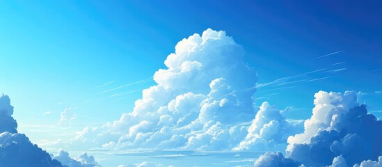 Aufkleber - Vibrant blue sky with soft white clouds providing ample empty space ideal for text or overlay designs suitable for various creative projects