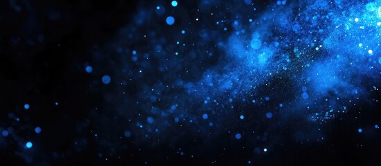Aufkleber - Vibrant blue light particles against a black background creating a mystical atmosphere with ample space for your text or design elements