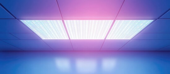 Aufkleber - Modern fluorescent light panel with gradient glow and empty space for text in contemporary interior setting.