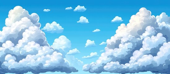 Aufkleber - Expansive blue sky featuring fluffy white cumulus clouds with ample copy space for creative text and design applications