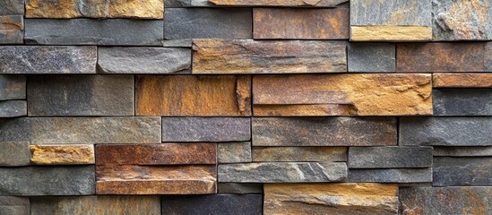Aufkleber - Colorful Stacked Slate Stone Wall Texture with Space for Text Overlay and Background Use